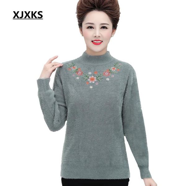 

exquisite embroidery women sweater autumn winter 2021 comfortable casual turtleneck pullover women's sweaters, White;black