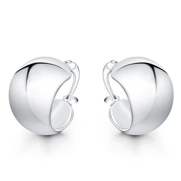 

sterling silver earrings glossy small fashion woman glamour jewelry engagement gift hoop & huggie, Golden;silver