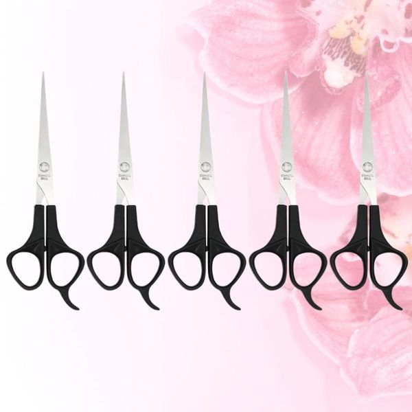 

hair scissors 5pcs haircut professional straight snips stainless steel hairdressing tool for store home (black)