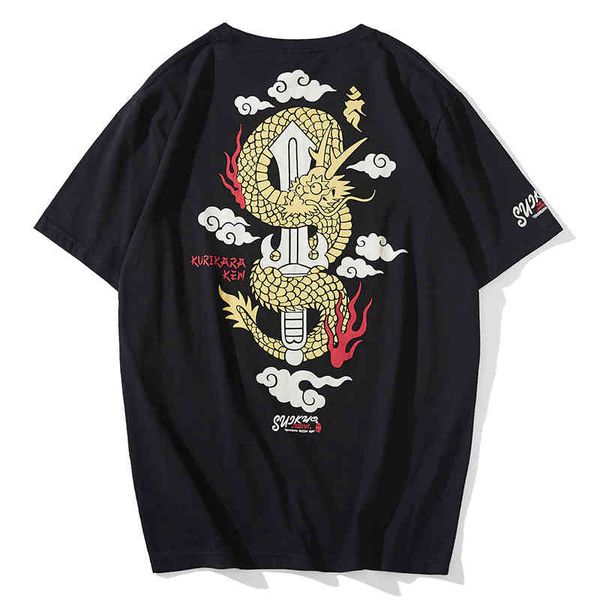 

men's t-shirts summer print chinese dragon hip hop cotton shirt cool short sleeve op funny male streetwear fashion nyc2, White;black