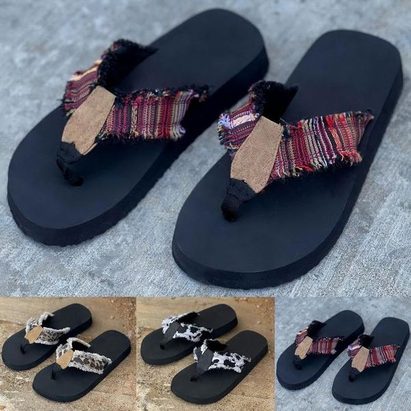 

slippers summer women flat flip flops shoes outdoor breathable bathroom camouflage woman slip on man, Black