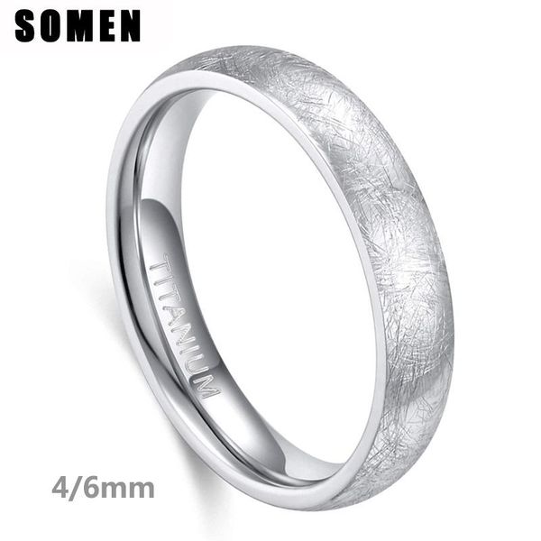 

wedding rings silver color titanium couple ring 4mm 6mm dome brushed special scratch design band comfort fit size 5-13, Slivery;golden