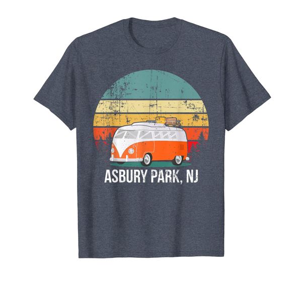 

asbury park, nj vintage retro hippie van camper t shirt, White;black
