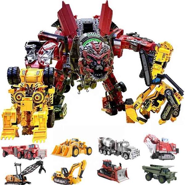 AOYI Cool 8 IN 1 Oversize Devastator Transformation Spielzeug Junge Anime Haken Action-figuren Roboter Auto Engineering Fahrzeug Modell Kinder 210830