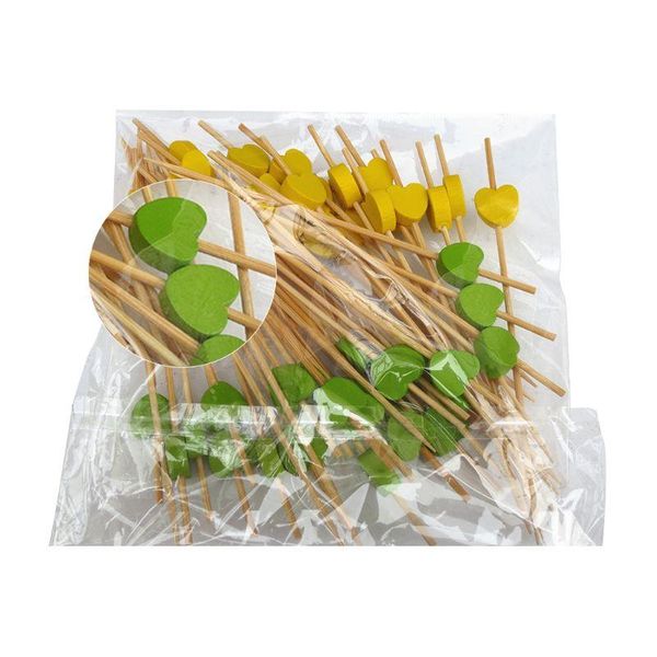 

forks 100pcs 12cm disposable bamboo heart skewers fruit dessert cake sign cocktail picks cute sticks buffet cupcake ers party