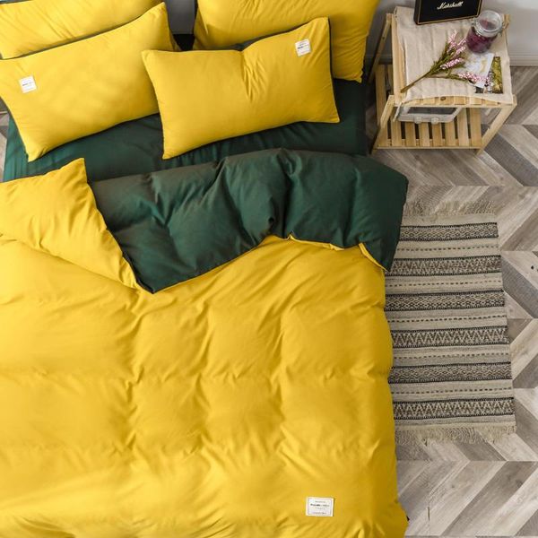 

bedding sets green and yellow bed set single sheet solid color duvet cover pillowcase  size for king