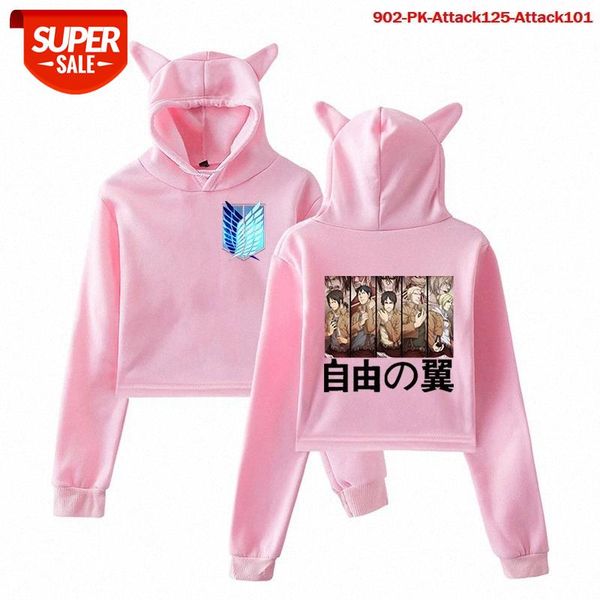 

peripheral printed umbilical large size loose cat ear sweater women's and hoodie #wo9r, Black