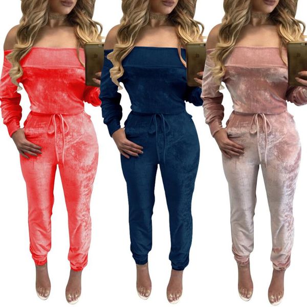 

women's jumpsuits & rompers fashion strapless long sleeve pleuche women casual jumpsuit pattern, Black;white