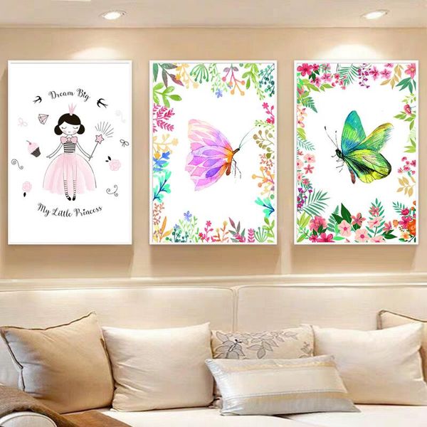 

paintings nordic oil painting living room decoration abstract butterfly flowers animal print wall art canvas poster kid decor home
