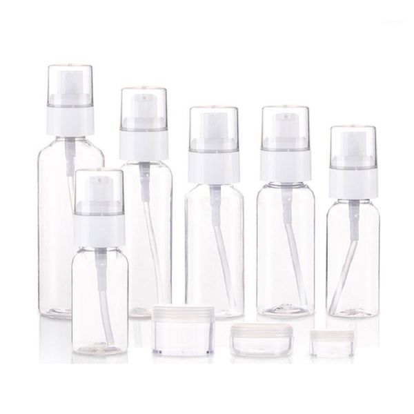 

storage bottles & jars 30ml 50ml 60ml 100ml spray lotion pump clear bottle white cap cosmetic packaging refillable vials 5g 10g empty plasti