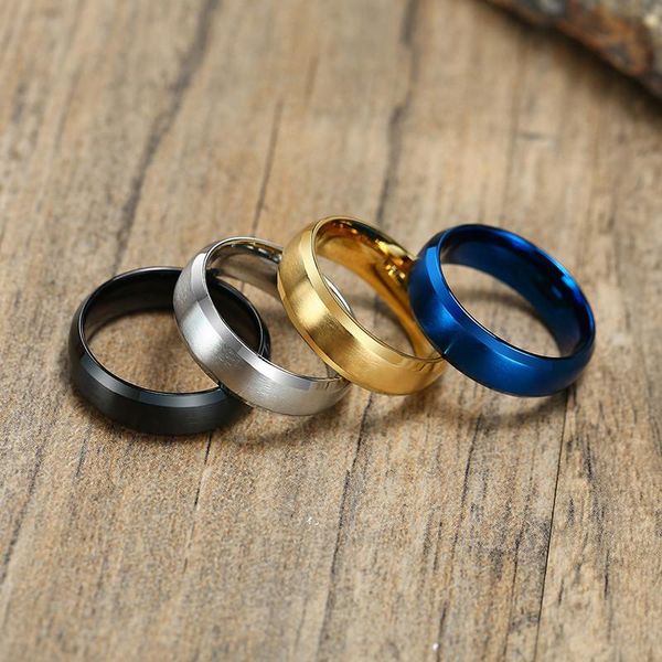 

cluster rings zorcvens black blue gold silver color stainless steel ring men brushed couple wedding band engagement for women, Golden;silver