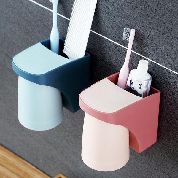 

toothbrush holders cup storage wall mounted holder solid magnetic adsorption home bathroom el l5