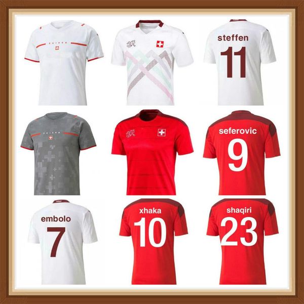 

2021 2022 switzerland home away soccer jersey 20 21 22 seferovic embolo akanji zakaria xhaha football shirt men tshirts, Black;yellow