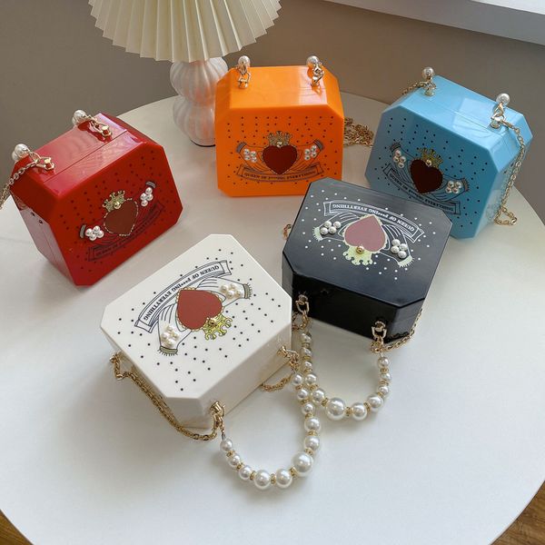 

evening acrylic purse clutch box handmade designer chain shoulder handbag hard case