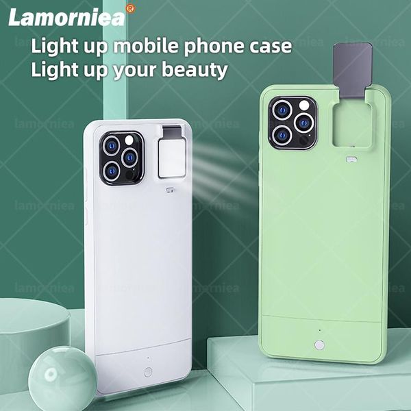 

cell phone pouches for x xs max xr ring light case with flash 12 11 pro 7 8 plus beauty pos selfie fill cover