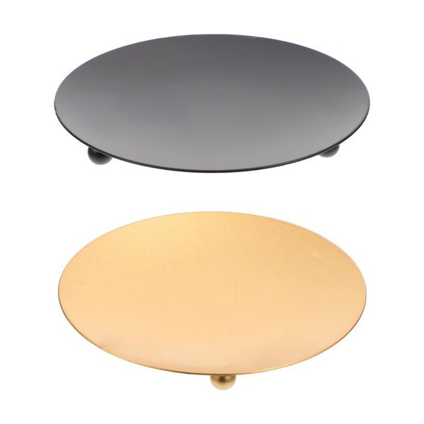 

candle holders 2pcs round tray plates wedding table candlesticks iron