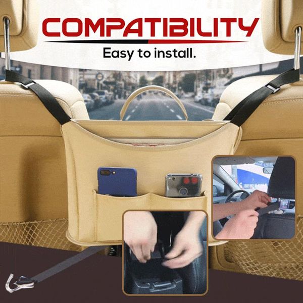 

upgraded leather car net pocket handbag holder multifunction hanging storage bag fq-ing bags