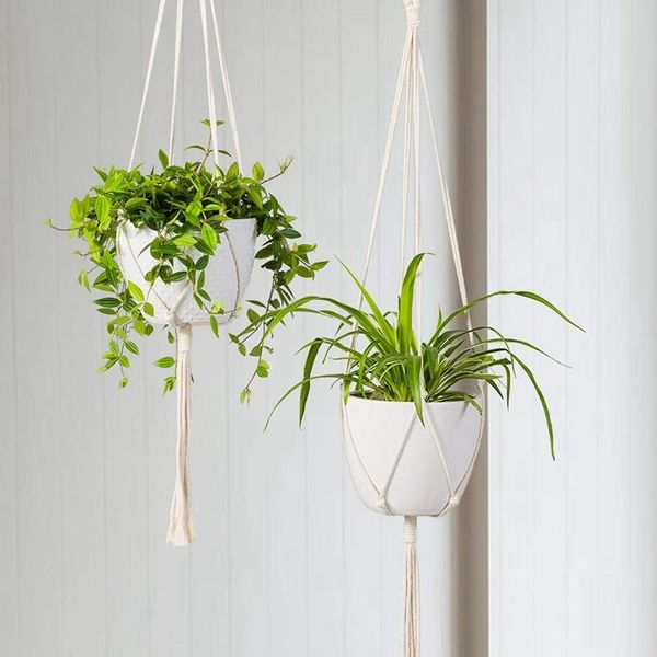 

other garden supplies macrame plant hanger indoor outdoor wall hanging planter basket - cotton rope modern boho home decor