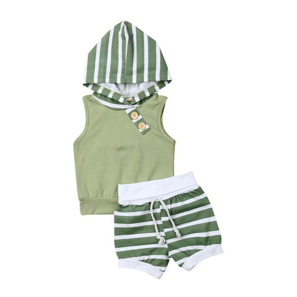 

baby boy / girls hooded stripe + shorts summer 2pcs outfits, White