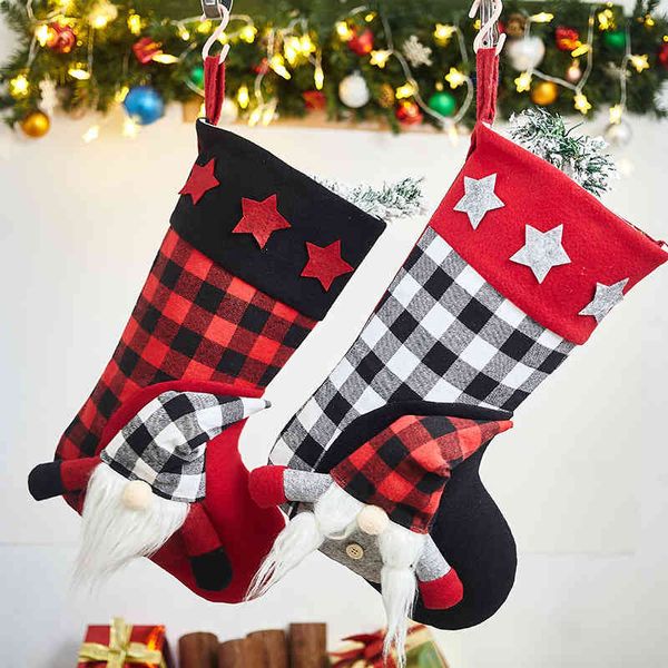 

christmas decorative socks gift bag non woven stockings santa claus three-dimensional pendant