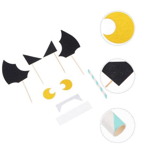 

other festive & party supplies 6pcs cake insert cards pattern decor po props (black)