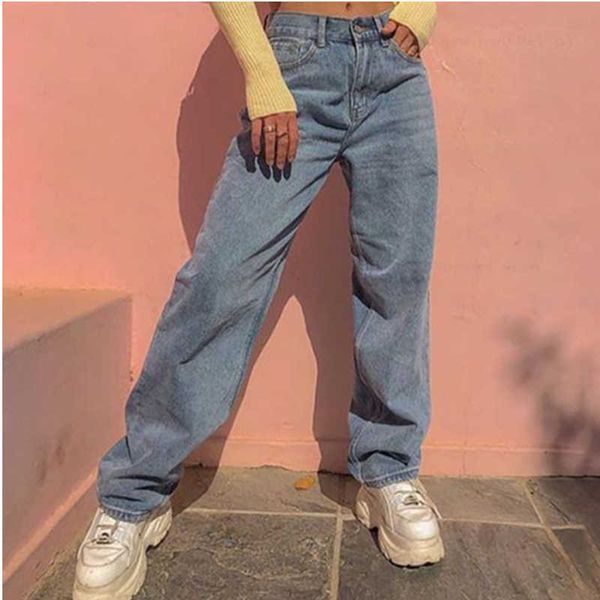 

2021 new autumn and winter fashion casual denim trousers boyfriend fashion women's jeans high waist trend jeans women x0621, Blue