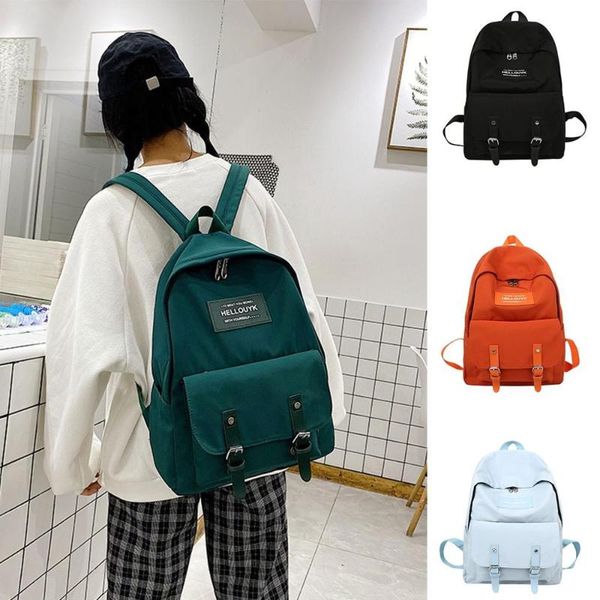 

outdoor bags classic canvas women's street backpack large capacity zip pocket bagpack solid color multiple backpacks travel /e