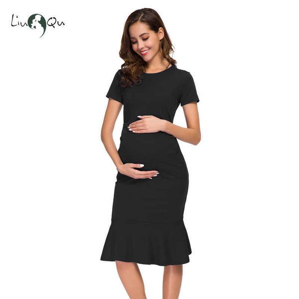 Женское платье для беременных Bodycon Ruched с коротким рукавом русалка платье беременности юбка беременности премама детский душ льстит беременное платье Y0924
