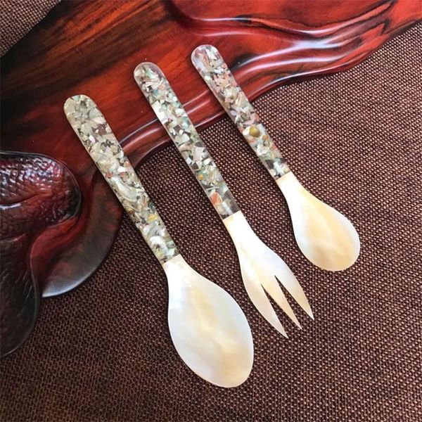 

spoons natural shell spoon fork delicate southeast asian household kitchen tableware thicken creative art crafts tool noodle soup