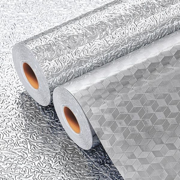 

wallpapers kitchen waterproof mouldproof self-adhesive wallpaper aluminum foil fireproof high-temperature cookcabinet oil-proof sticker