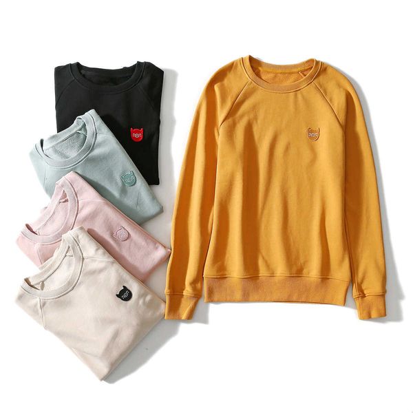 

fashion fleece hoodies q11 pasted pigsty pullover round neck raglan long sleeve sweater for women's fall winter 2021, Black