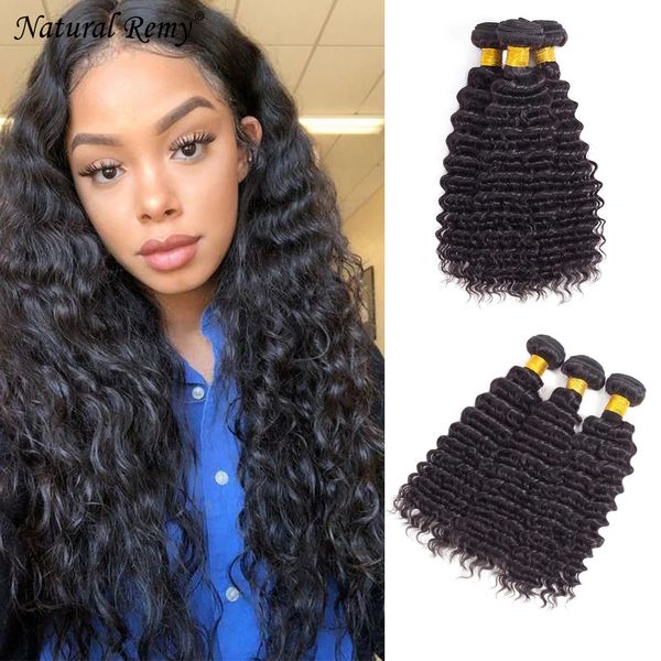 

deep wave 9a 100% brazilian human hair 3 bundles natural color 8-28inch, Black