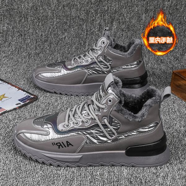 

winter shoes 2021 new plush high british style martin down snow boots men's warm cotton, Black