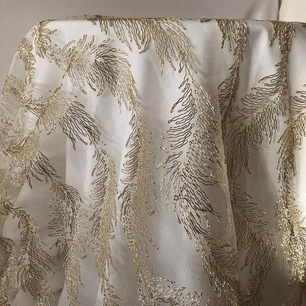 

table cloth champagne gold stiff mesh embroidery for wedding event home