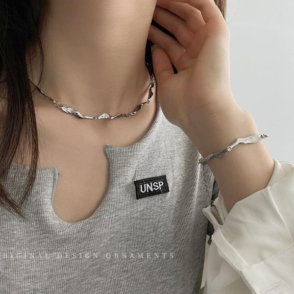 

chains kpop initial women chain necklace fashion bracelet on hand punk minimalist short choker harajuku goth jewelry 2021 collier, Silver