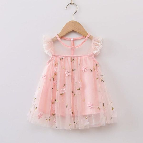 

patpat 1pc floral baby girl summer cotton flutter-sleeve tulle princess dress girl's dresses, Red;yellow