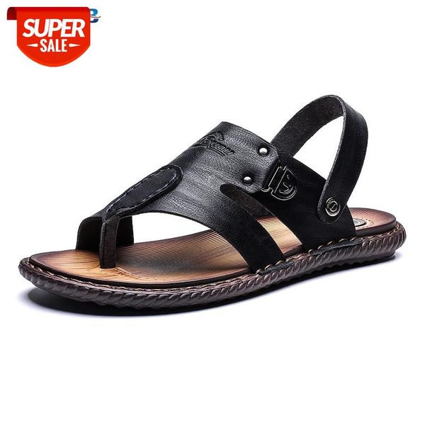 

Plus Size 38-47 Men Sandals 2021 New Brand Designer Hiking Sandals Lightweight Men Leather Sandal Half Slippers Summer Shoes #Ys8E, Black