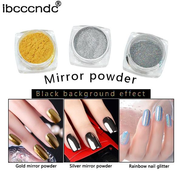 

nail glitter mirror titanium powder metallic manicure art to, Silver;gold