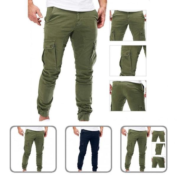 

men's pants cool long ankle banded cargo fall trousers quick dry all match, Black