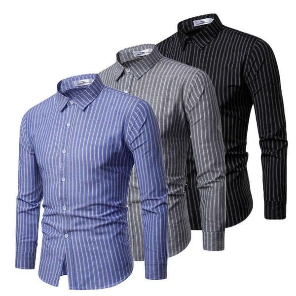 

men's dress shirts luxury fashion fit slim long sleeve casual shirt stripe size -2xl, White;black