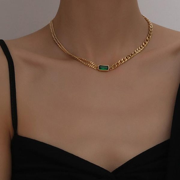 Moda punk a catena spessa collana girocollo in cristallo girocollo semplice color oro collana a catena robusta in acciaio al titanio per gioielli da donna