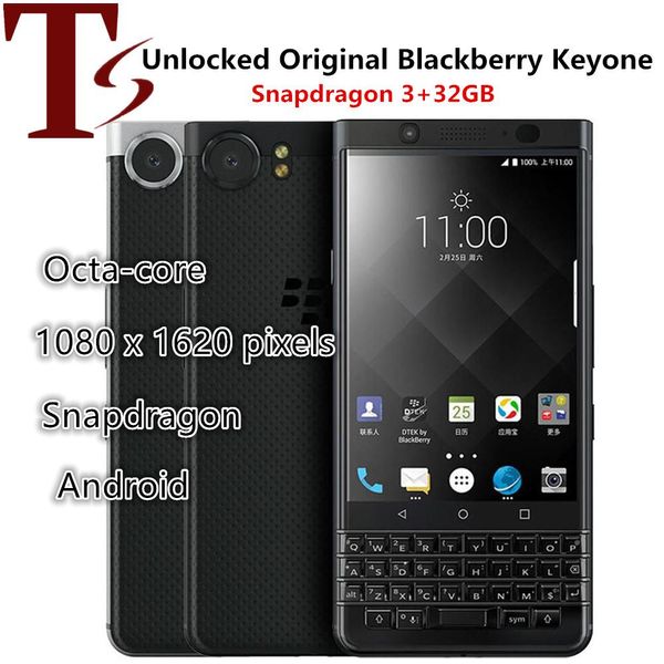 Remodelado Original Blackberry Keyone Telemóveis 4,5 polegadas Octa Core 3GB RAM 32GB ROM 12MP Câmera desbloqueada 4G LTE Telefone inteligente