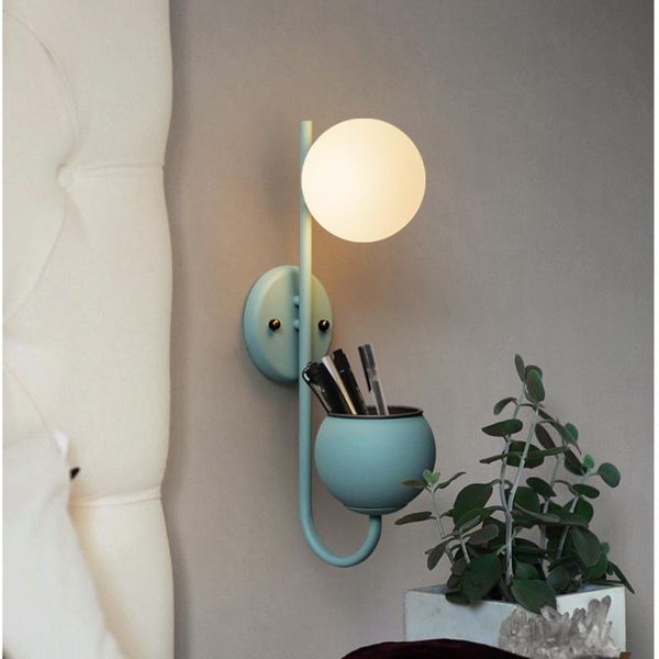 

wall lamp plant nordic creative living room study balcony bedroom warm bedside macaron ball