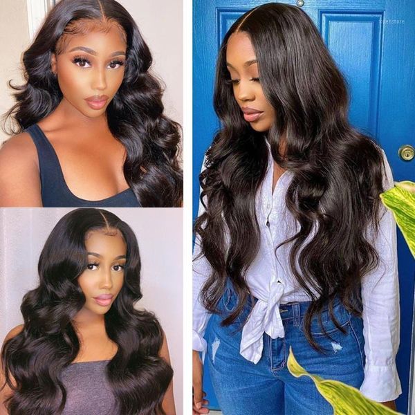 

inch body wave lace front wig 4x4 closure peruvian human hair wigs pre plucked hairline remy 150%1, Black;brown