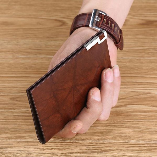 

card holders men's wallet fashion leather mini cover, Brown;gray