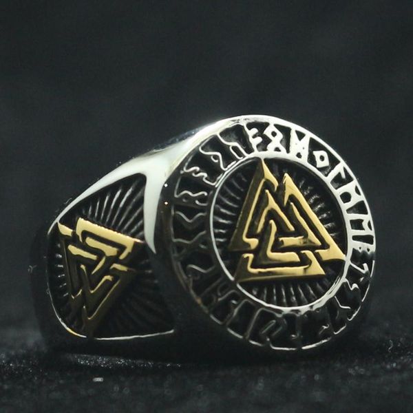 

cluster rings 316l stainless steel cool viking classic ring, Golden;silver
