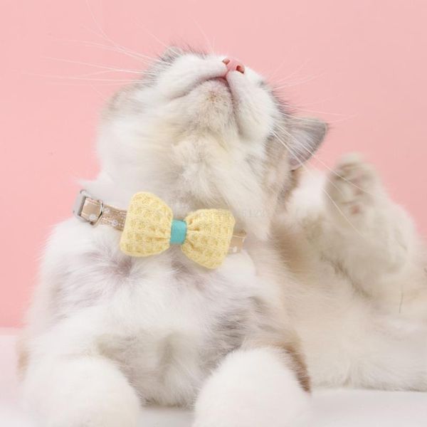 

cat collars & leads bow-knot gentleman camellia soild pet collar cotton adjustable puppy necklace decoration accessories supplies