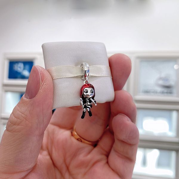 

100% 925 sterling silver enamel bw dangle bead fits european pandora jewelry charm bracelets, Black