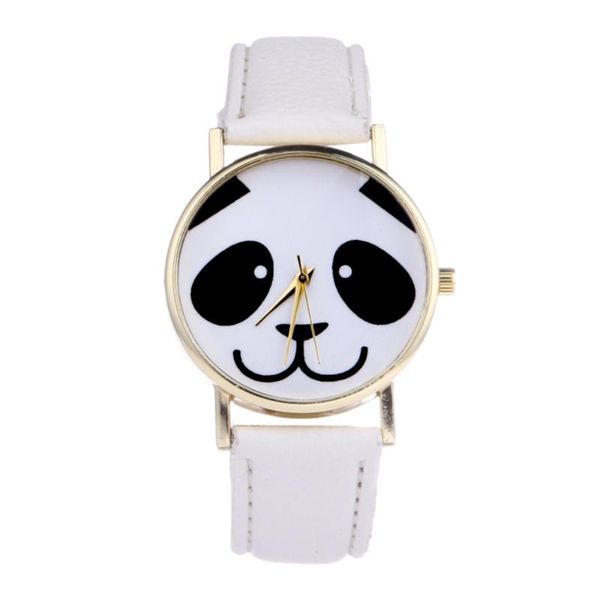 

wristwatches no brand watches fashion lovely panda leather band quartz women female clock relogio feminino, Slivery;brown