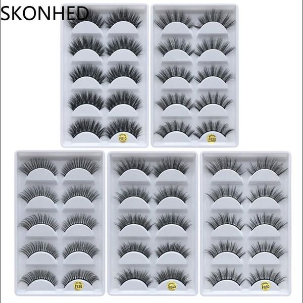 

false eyelashes 5 pairs natural cross 3d mink hair long messy makeup fake eye lashes extension make up beauty tools maquiagem